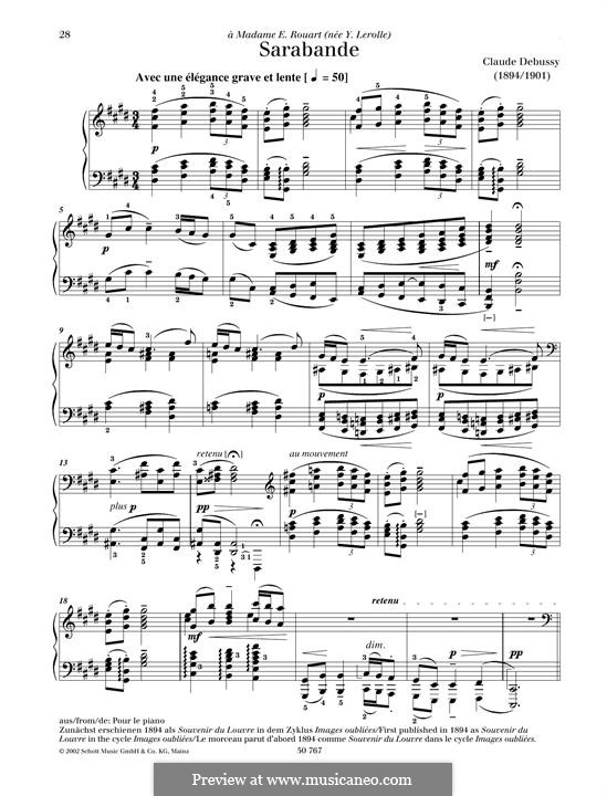 Pour le piano. Suite, L.95: No.2 Sarabande by Claude Debussy