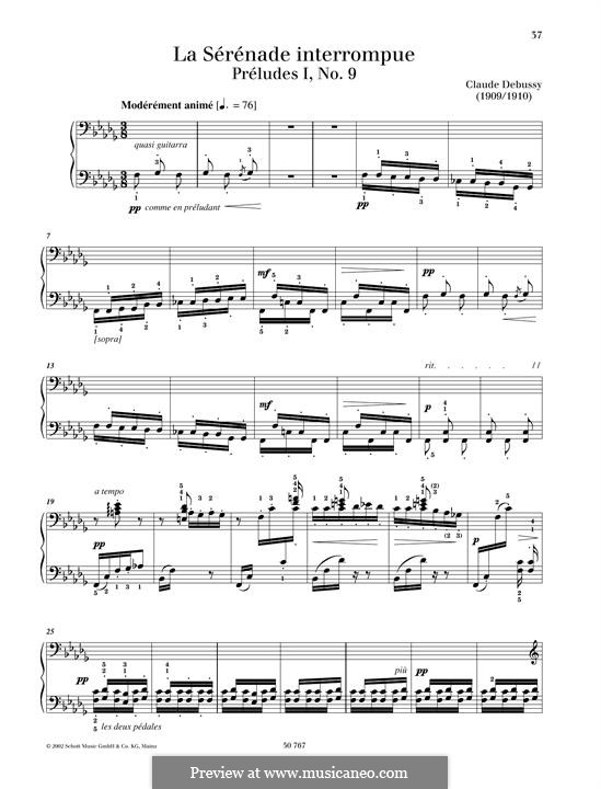 No.9 La sérénade interrompue: Para Piano by Claude Debussy