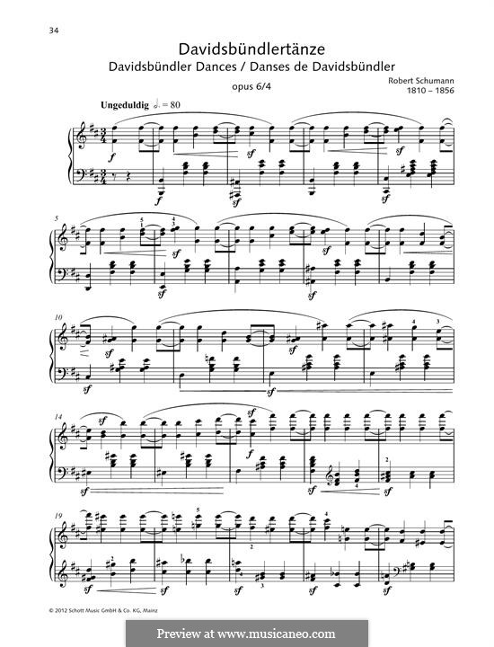 Dances of the League of David, Op.6: Para Piano by Robert Schumann
