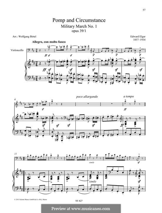 Pomp and Circumstance: para Violoncelo e piano by Edward Elgar