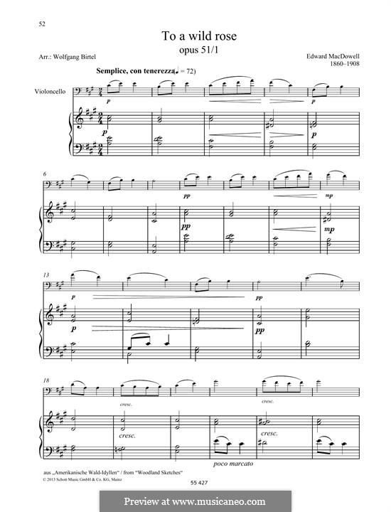 No.1 To a Wild Rose: para Violoncelo e piano by Edward MacDowell