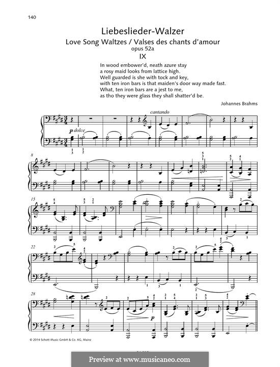 Love Song Waltzes, Op.52a: Waltz No.9 by Johannes Brahms