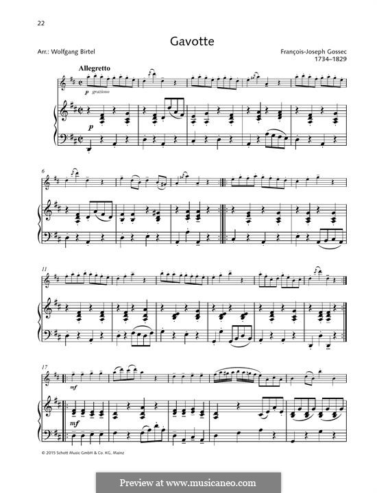 Gavotte in D Major: para violino by François Joseph Gossec