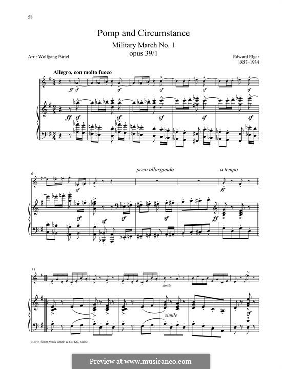 Pomp and Circumstance: For any instrument and piano by Edward Elgar