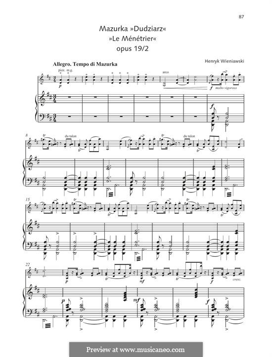 Two Characteristic Mazurkas, Op.19: Mazurka No.2 Dudziarz by Henryk Wieniawski