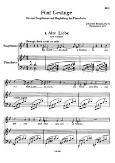 Five Songs, Op.72: set completo by Johannes Brahms