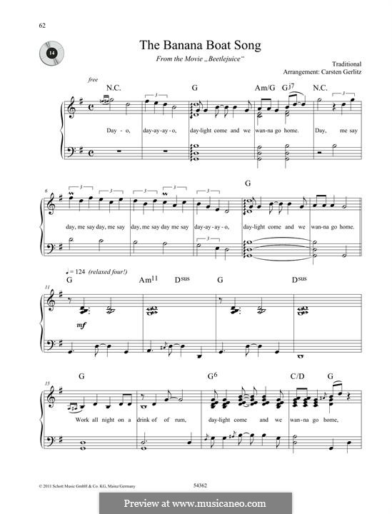 The Banana Boat Song (DayO) por folklore Partituras on músicaNeo