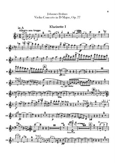 Concerto for Violin and Orchestra in D Major, Op.77: parte clarinetas by Johannes Brahms