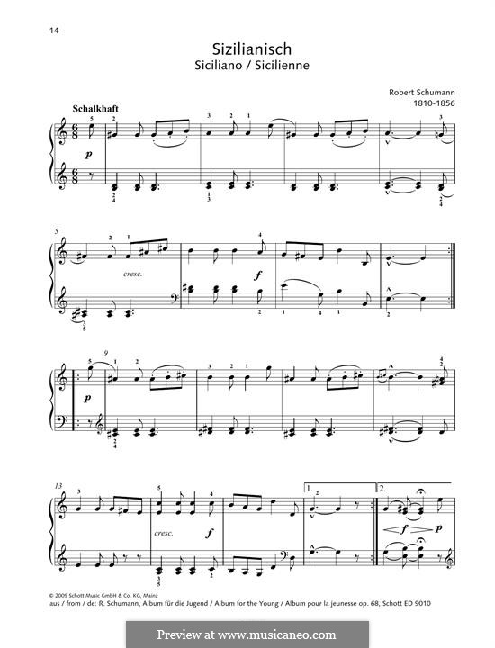 No.11 Sicilianisch (Sicilienne): Para Piano by Robert Schumann