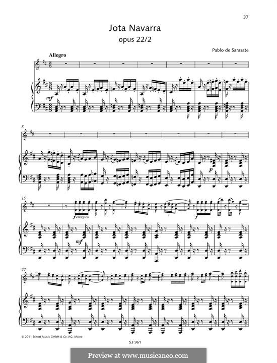 Jota Navarra, Op.22: para violino by Pablo de Sarasate