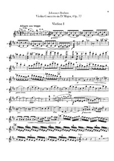 Concerto for Violin and Orchestra in D Major, Op.77: parte violinos by Johannes Brahms