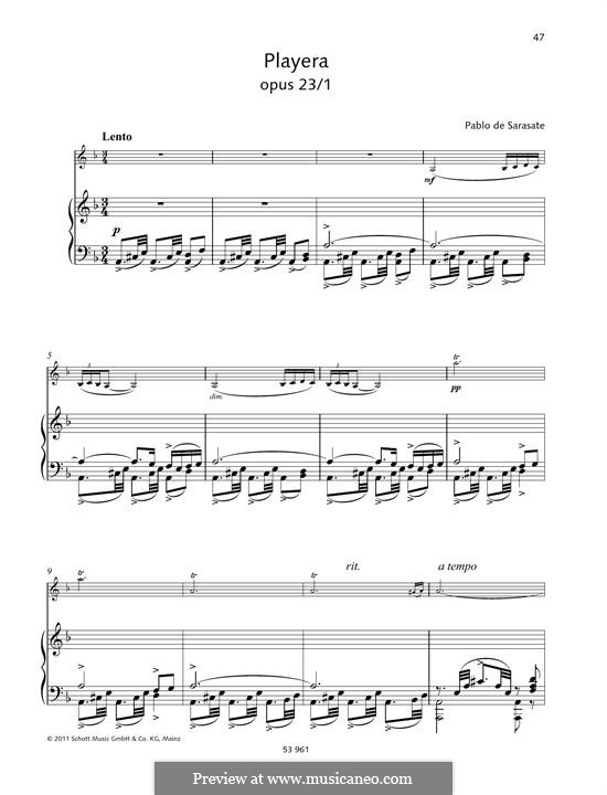 Playera, Op.23: para violino by Pablo de Sarasate