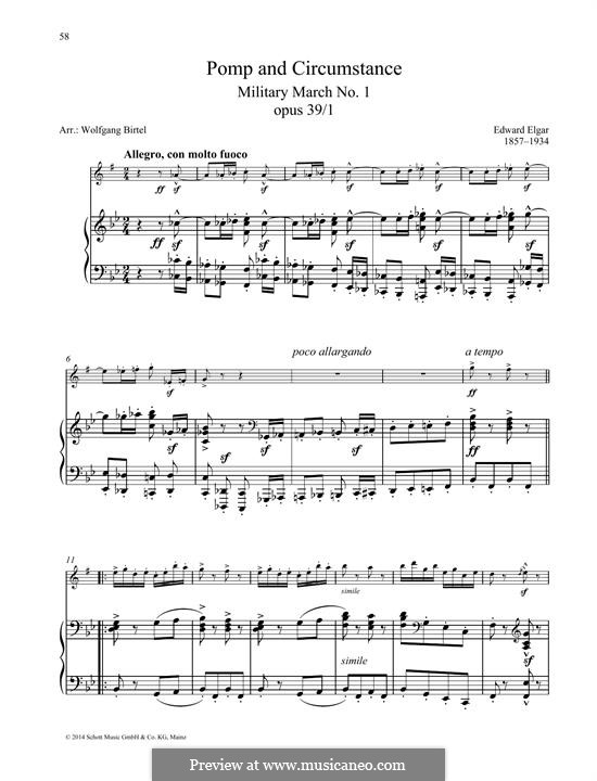 Pomp and Circumstance: For any instrument and piano by Edward Elgar