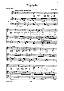 Six Songs, Op.7: No.1 Treue Liebe (True Love) by Johannes Brahms