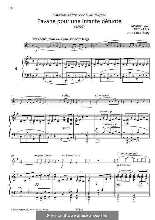 Pavane pour une infante défunte (Pavane for a Dead Princess), M.19: For any instrument and piano by Maurice Ravel