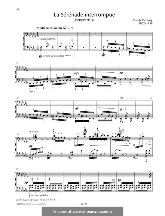 No.9 La sérénade interrompue: Para Piano by Claude Debussy