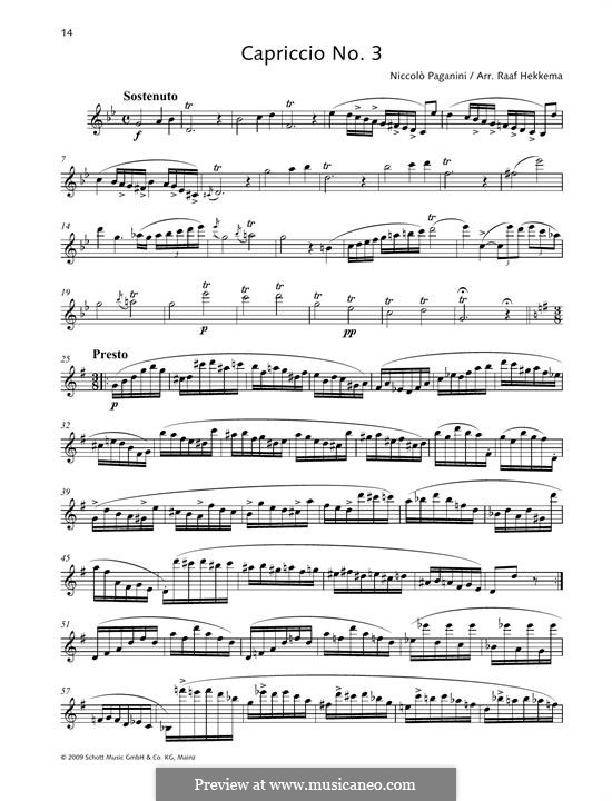Caprice No.3: para violino by Niccolò Paganini