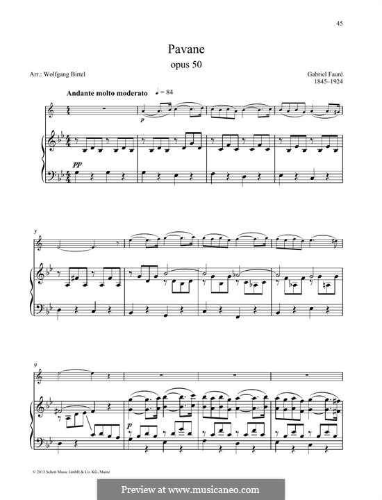 Pavane, Op.50: For any instrument and piano by Gabriel Fauré