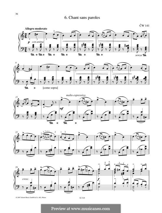 Souvenir de Hapsal, TH 125 Op.2: No.3 Song without Words by Pyotr Tchaikovsky