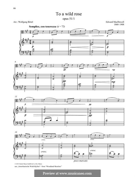 No.1 To a Wild Rose: para viola e piano by Edward MacDowell