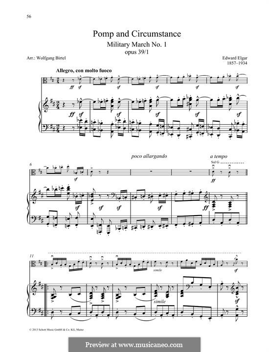 Pomp and Circumstance: para viola e piano by Edward Elgar