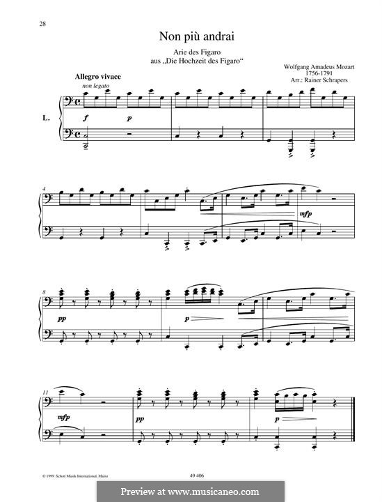 Non Più Andrai Now No More Le Nozze Di Figaro The Marriage Of