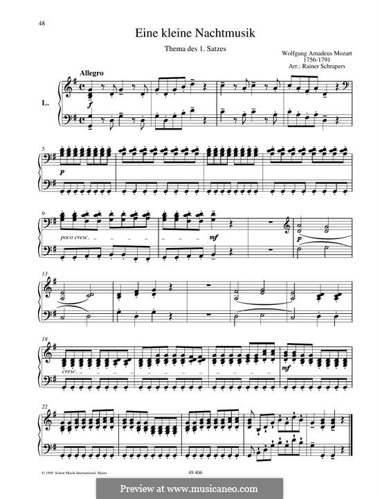 Allegro, for piano: tema by Wolfgang Amadeus Mozart