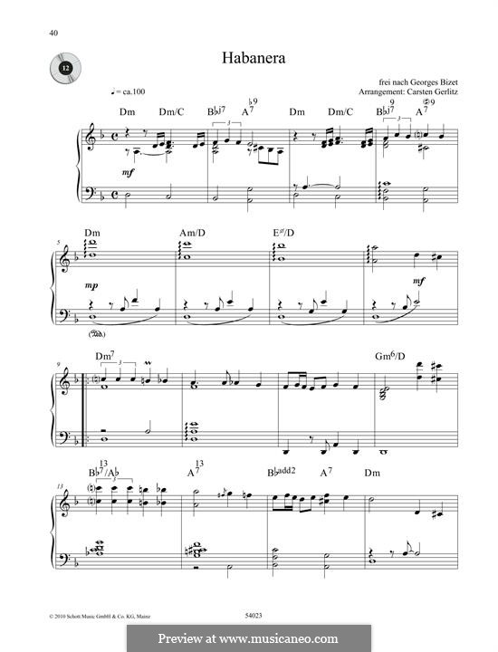 Habanera (Printable Scores): Para Piano by Georges Bizet
