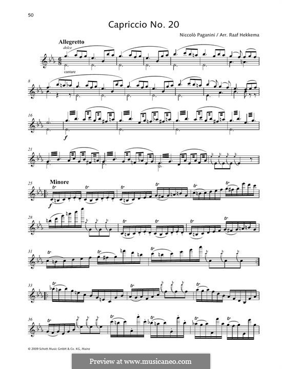 Caprice No.20: para violino by Niccolò Paganini