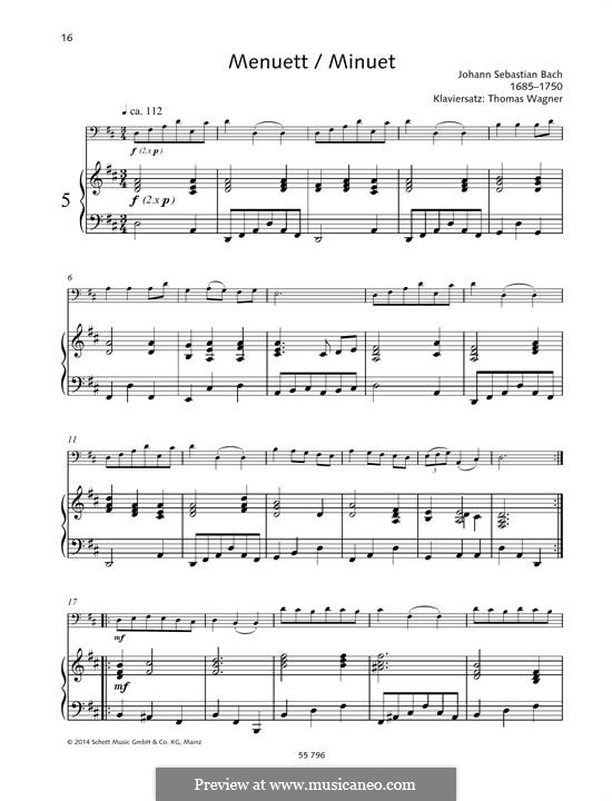 No.4 Minuet in G Major, BWV Anh.114: para Violoncelo e piano by Johann Sebastian Bach