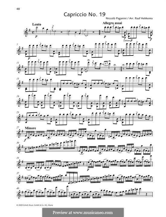 Twenty-Four Caprices, Op.1: Caprice No.19 by Niccolò Paganini