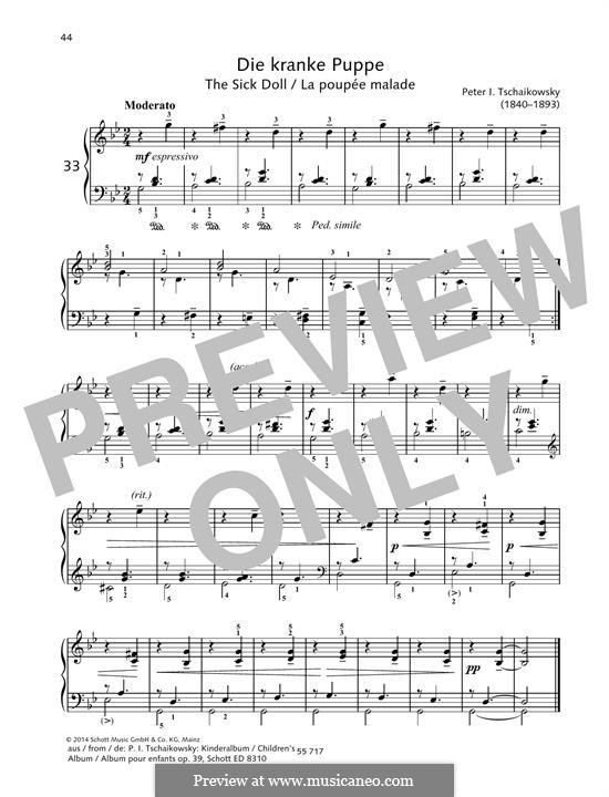 No.6 The Sick Doll: Para Piano by Pyotr Tchaikovsky