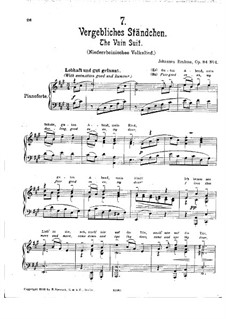 Romances and Songs, Op.84: No.4 Vergebliches Ständchen (The Vain Suit) in A Major by Johannes Brahms