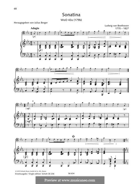 Sonatina for Mandolin, WoO 43a: Version para viola e piano by Ludwig van Beethoven