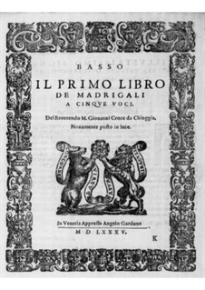 Madrigals for Five Voices: livro I - parte baixo by Giovanni Croce