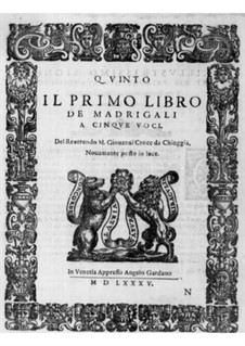 Madrigals for Five Voices: Book I – vocal part by Giovanni Croce