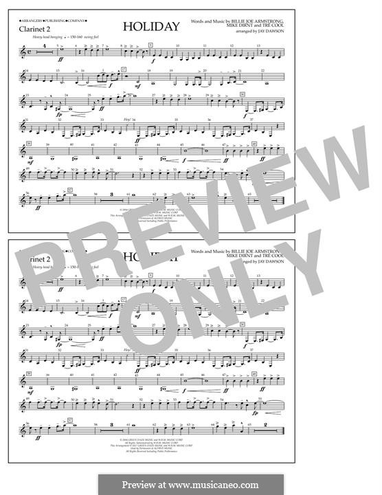Holiday (Green Day): Bb Clarinet 2 part by Billie Joe Armstrong, Tré Cool, Michael Pritchard