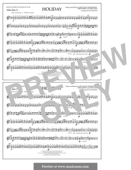 Holiday (Green Day): Eb Alto Sax 2 part by Billie Joe Armstrong, Tré Cool, Michael Pritchard