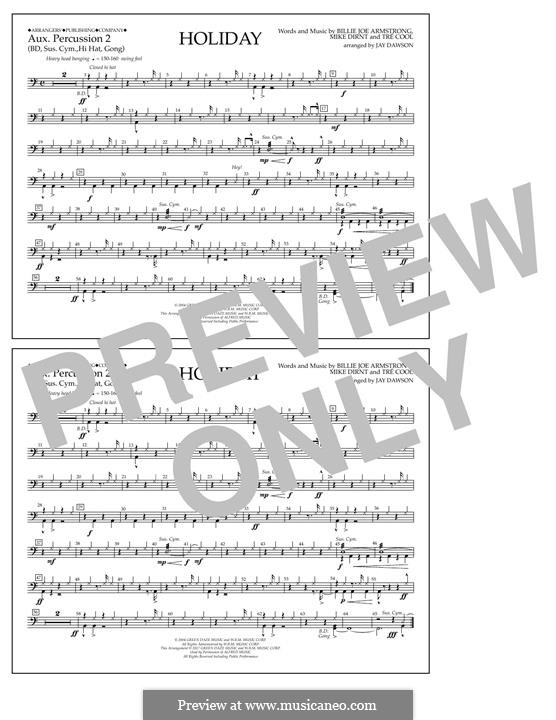 Holiday (Green Day): Aux. Percussion 2 part by Billie Joe Armstrong, Tré Cool, Michael Pritchard