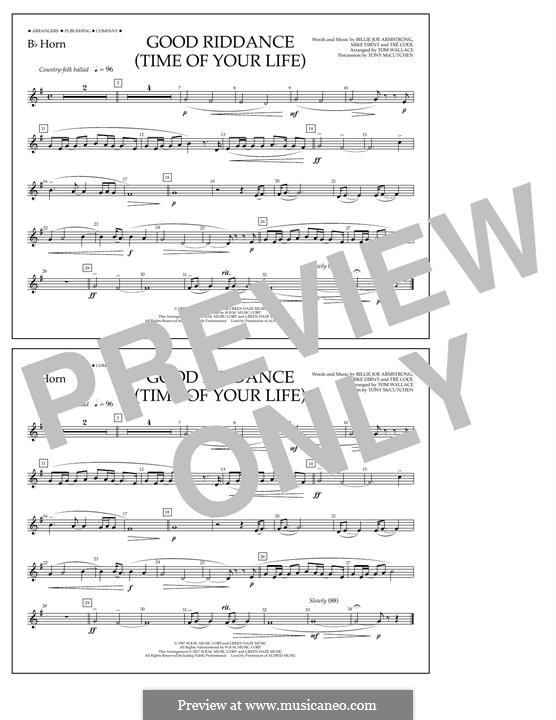 Good Riddance (Time of Your Life) arr. Tom Wallace: Bb Horn part by Billie Joe Armstrong, Tré Cool, Michael Pritchard