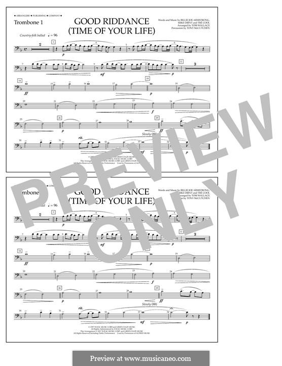 Good Riddance (Time of Your Life) arr. Tom Wallace: Trombone 1 part by Billie Joe Armstrong, Tré Cool, Michael Pritchard