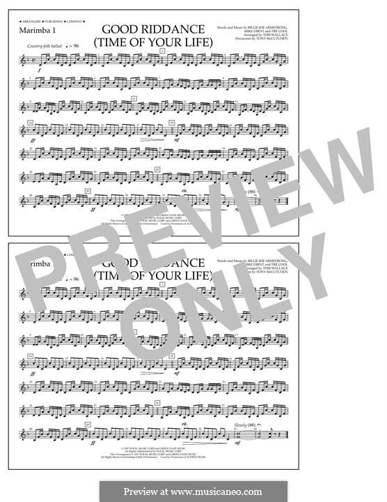 Good Riddance (Time of Your Life) arr. Tom Wallace: Marimba 1 part by Billie Joe Armstrong, Tré Cool, Michael Pritchard