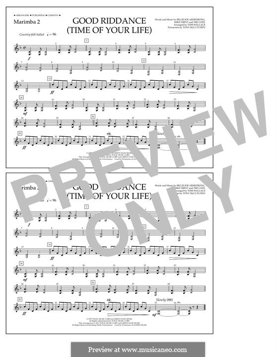 Good Riddance (Time of Your Life) arr. Tom Wallace: Marimba 2 part by Billie Joe Armstrong, Tré Cool, Michael Pritchard