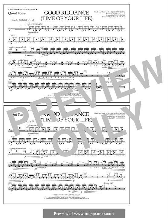 Good Riddance (Time of Your Life) arr. Tom Wallace: Quint-Toms part by Billie Joe Armstrong, Tré Cool, Michael Pritchard