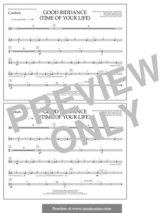 Good Riddance (Time of Your Life) arr. Tom Wallace: peça de pratos by Billie Joe Armstrong, Tré Cool, Michael Pritchard