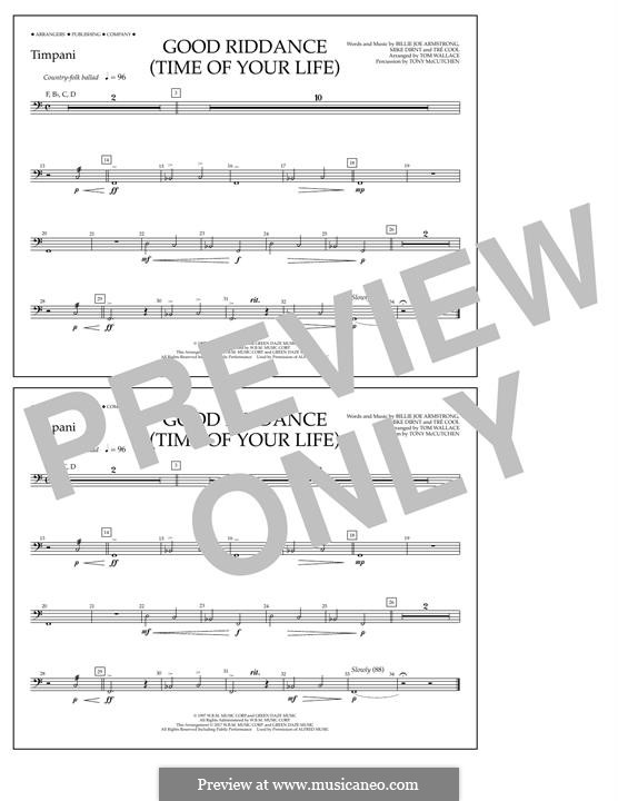 Good Riddance (Time of Your Life) arr. Tom Wallace: Peça para Timpano by Billie Joe Armstrong, Tré Cool, Michael Pritchard