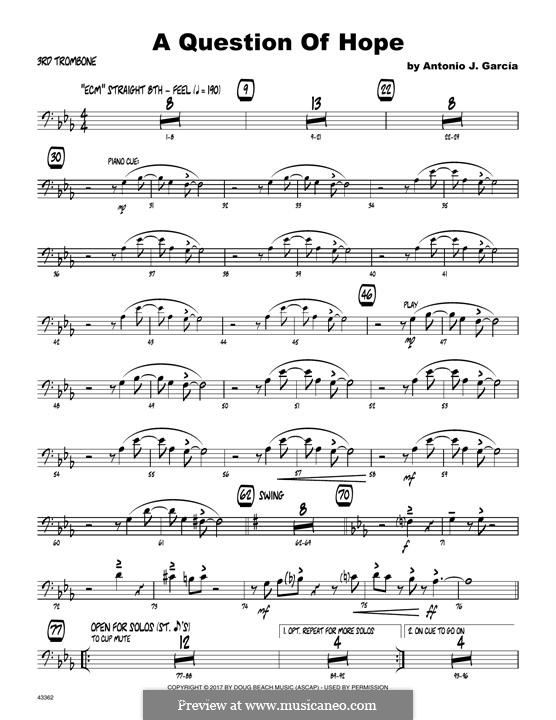 A Question of Hope: 3rd Trombone part by Antonio J. Garcia