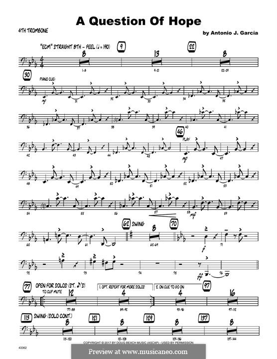 A Question of Hope: 4th Trombone part by Antonio J. Garcia