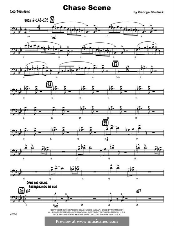 Chase Scene: 2nd Trombone part by George Shutack