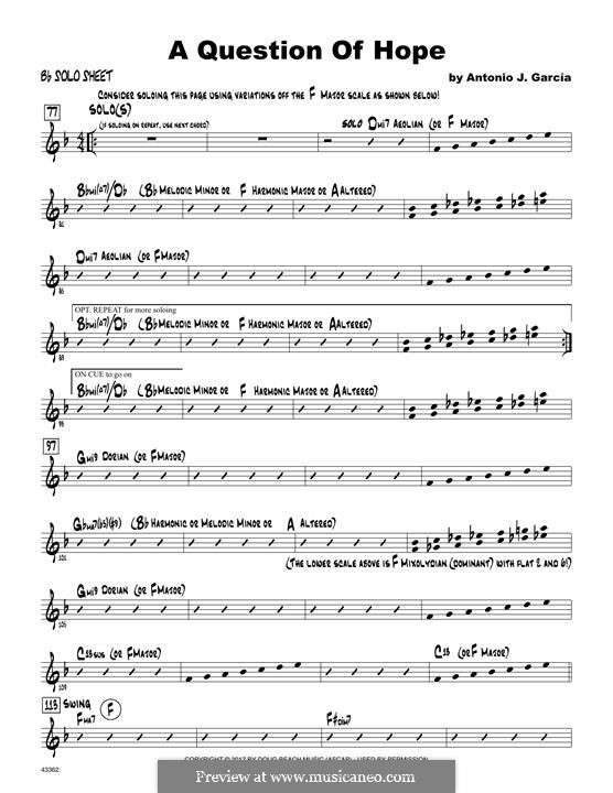A Question of Hope: Solo Sheet - Tenor Sax part by Antonio J. Garcia